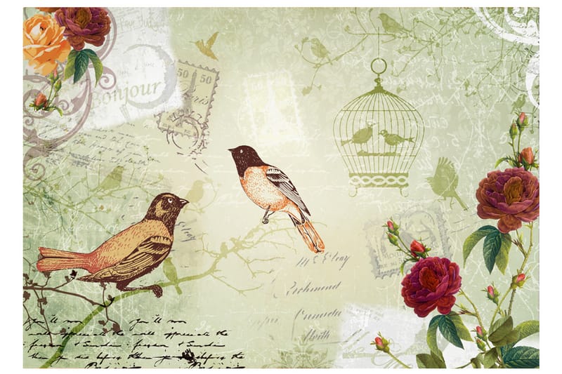 Fototapet Vintage Birds 200x140 - Artgeist sp. z o. o. - Boligtilbehør - Vægdekoration - Tapeter - Fototapeter
