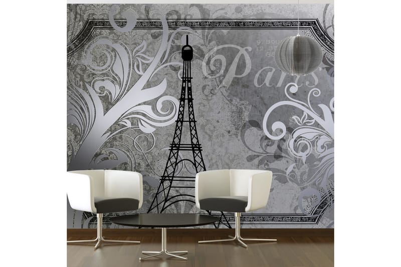Fototapet Vintage Paris Silver 200x140 - Artgeist sp. z o. o. - Boligtilbehør - Vægdekoration - Tapeter - Fototapeter