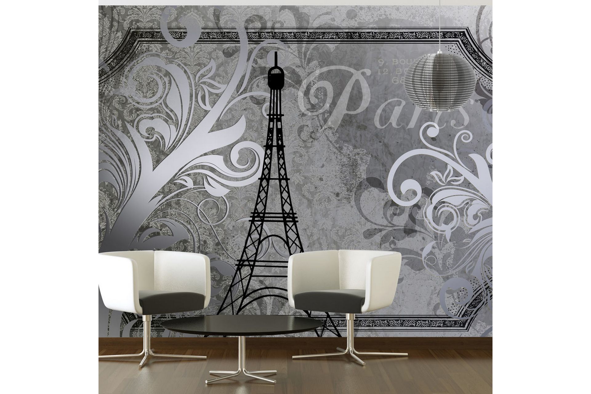 Fototapet Vintage Paris Silver 300x210 - Artgeist sp. z o. o. - Boligtilbehør - Vægdekoration - Tapeter - Fototapeter
