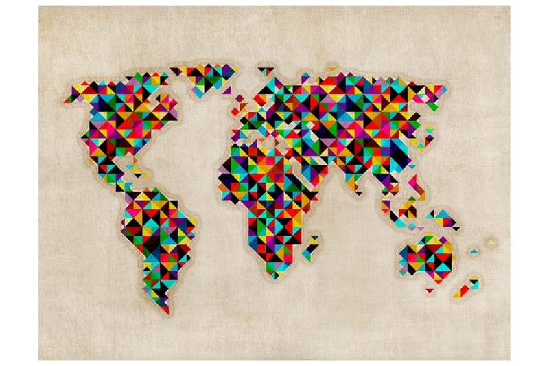 Fototapet World Map A Kaleidoscope Of Colors 200x154 - Artgeist sp. z o. o. - Boligtilbehør - Vægdekoration - Tapeter - Fototapeter