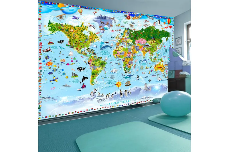 Fototapet World Map For Kids 350x245, Artgeist sp. z o. o.