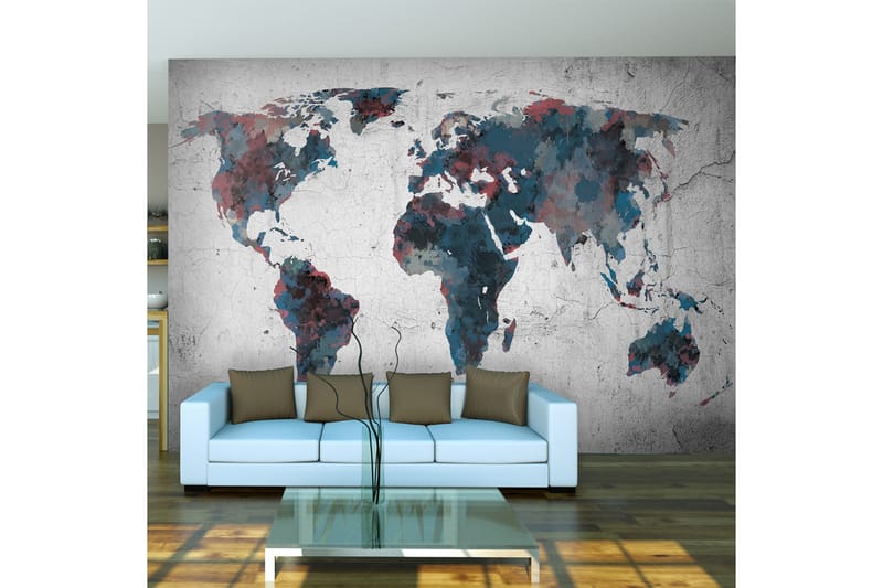 Fototapet World Map On The Wall 400x309 - Artgeist sp. z o. o. - Boligtilbehør - Vægdekoration - Tapeter - Fototapeter