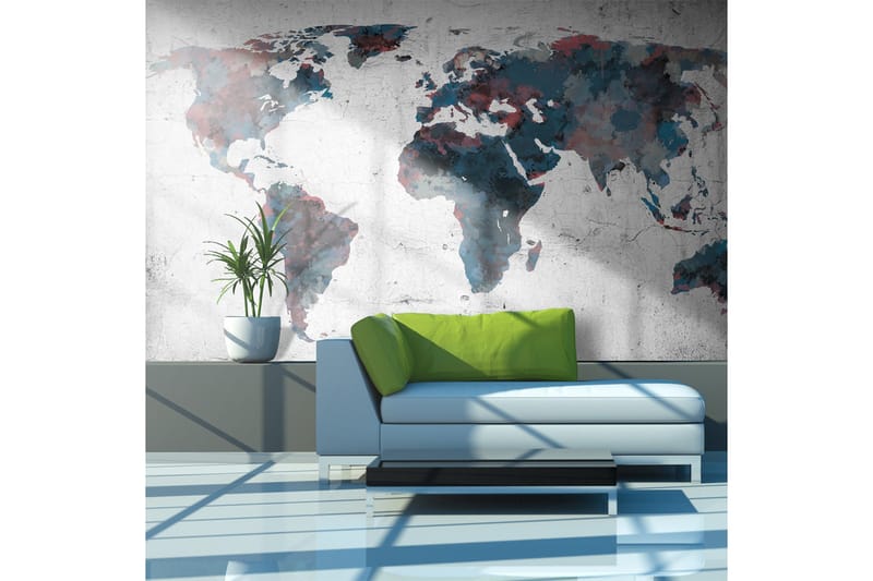Fototapet World Map On The Wall 450x270, Artgeist sp. z o. o.