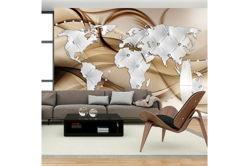 Fototapet World Map White & Diamonds 350x245, Artgeist sp. z o. o.