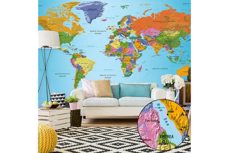 Fototapet XXL World Map Colorful Geography II 500x280 - Artgeist sp. z o. o. - Boligtilbehør - Vægdekoration - Tapeter - Fototapeter
