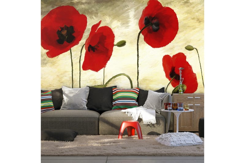 Fototapet Painted Poppy 250x193 - Artgeist sp. z o. o. - Fototapeter