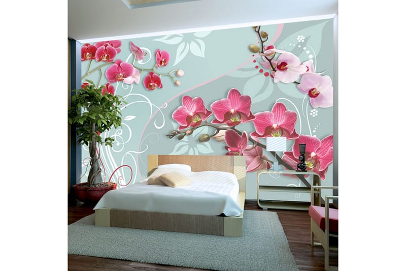 Fototapet Pink Orchids Variation II 350x245 - Artgeist sp. z o. o. - Boligtilbehør - Vægdekoration - Tapeter - Fototapeter