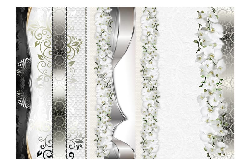 Fototapet Parade Of Orchids In Shades Of Gray 150x105 - Artgeist sp. z o. o. - Boligtilbehør - Vægdekoration - Tapeter - Fototapeter