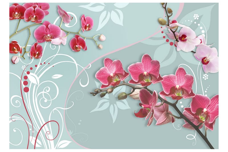 Fototapet Pink Orchids Variation II 350x245 - Artgeist sp. z o. o. - Boligtilbehør - Vægdekoration - Tapeter - Fototapeter