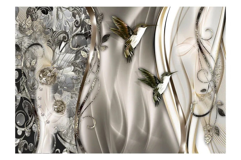 Vægmaleri Kolibri på bølgen Brun 250x175, Artgeist sp. z o. o.