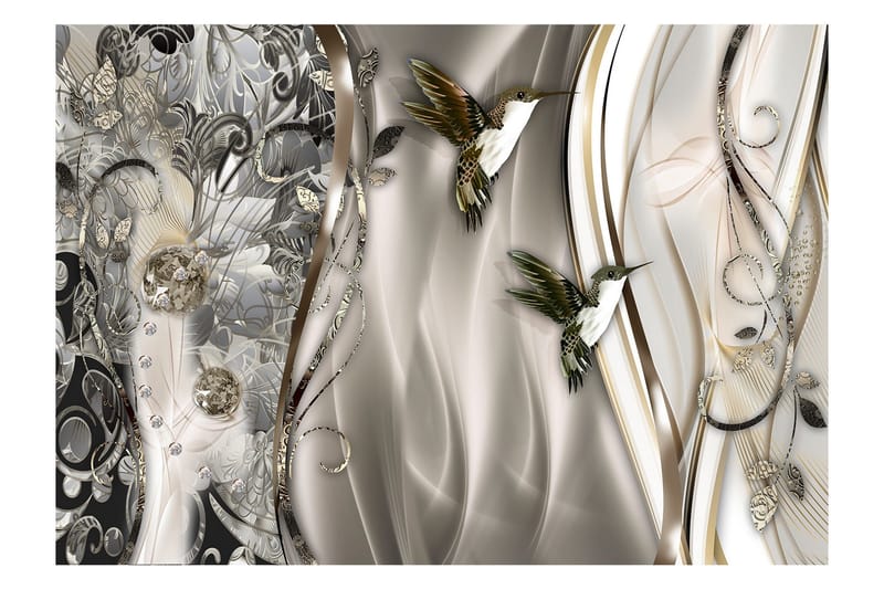 Vægmaleri Kolibri på bølgen Brun 350x245, Artgeist sp. z o. o.