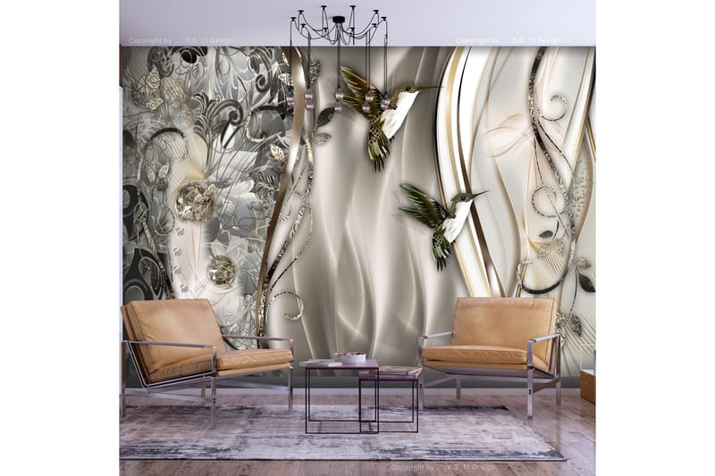 Vægmaleri Kolibri på bølgen Brun 350x245 - Artgeist sp. z o. o. - Boligtilbehør - Vægdekoration - Tapeter - Fototapeter