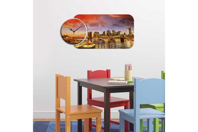 2-Dele - Flerfarvet - Boligtilbehør - Vægdekoration - Vægure & Ure