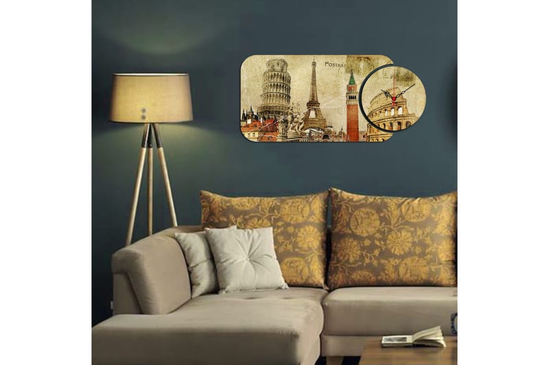 2-Dele - Flerfarvet - Boligtilbehør - Vægdekoration - Vægure & Ure