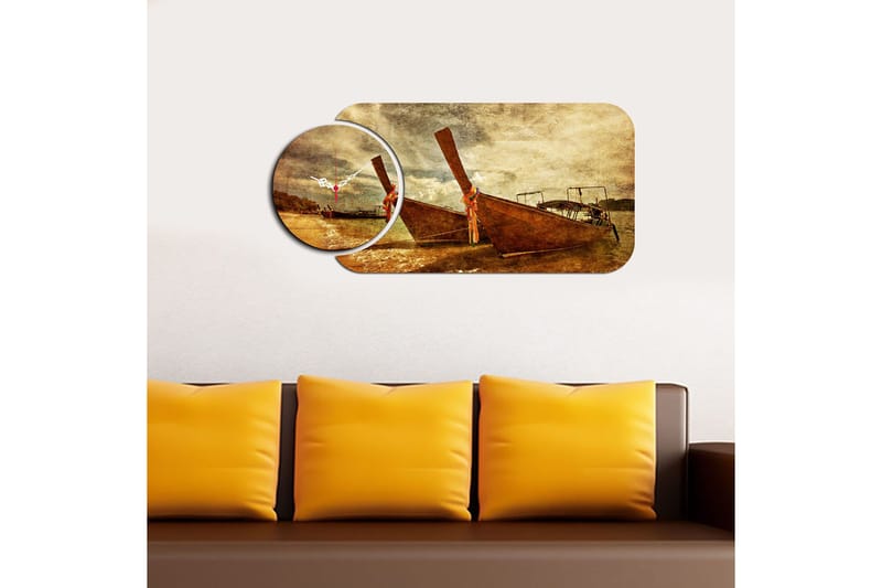 2-Dele - Flerfarvet - Boligtilbehør - Vægdekoration - Vægure & Ure