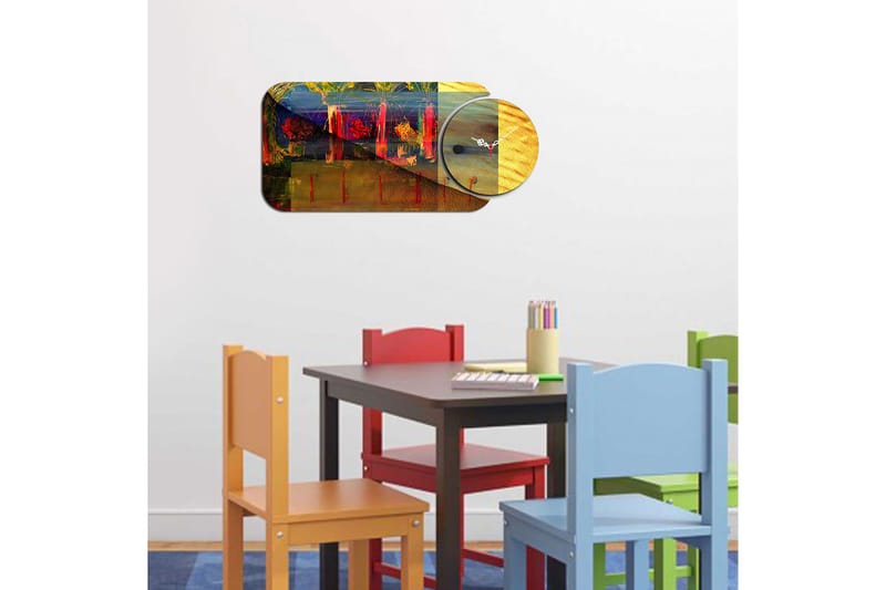 2-Dele - Flerfarvet - Boligtilbehør - Vægdekoration - Vægure & Ure