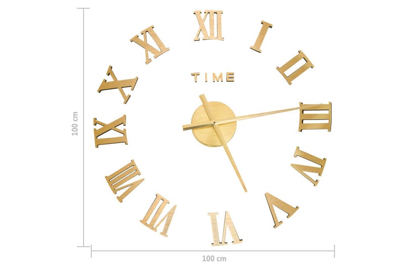 3D-Vægur 100 cm Moderne Design xxl Guldfarvet - Guld - Boligtilbehør - Vægdekoration - Vægure & Ure