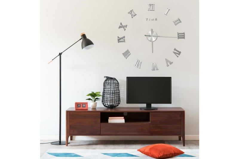 3D-Vægur 100 cm Moderne Design xxl Sølvfarvet - Sølv - Boligtilbehør - Vægdekoration - Vægure & Ure