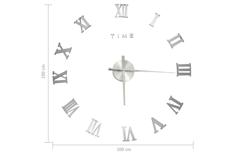 3D-Vægur 100 cm Moderne Design xxl Sølvfarvet - Sølv - Boligtilbehør - Vægdekoration - Vægure & Ure