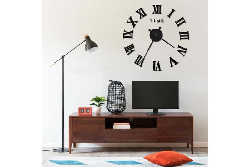 3D-Vægur 100 cm Moderne Design xxl Sort - Sort - Boligtilbehør - Vægdekoration - Vægure & Ure