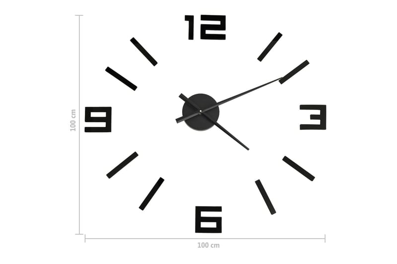 3D-Vægur 100 cm Moderne Design xxl Sort - Sort - Boligtilbehør - Vægdekoration - Vægure & Ure