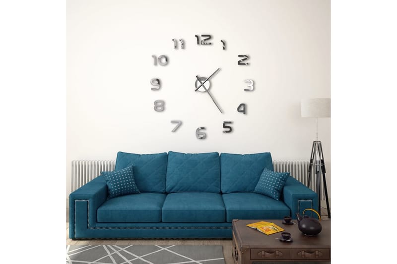 3D-Vægur Moderne Design 100 Cm Xxl Sølvfarvet - Sølv - Boligtilbehør - Vægdekoration - Vægure & Ure