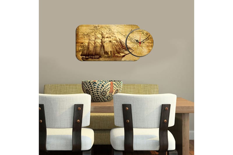 Decorative MDF Clock (2 Pieces) 68x32 - Boligtilbehør - Vægdekoration - Vægure & Ure