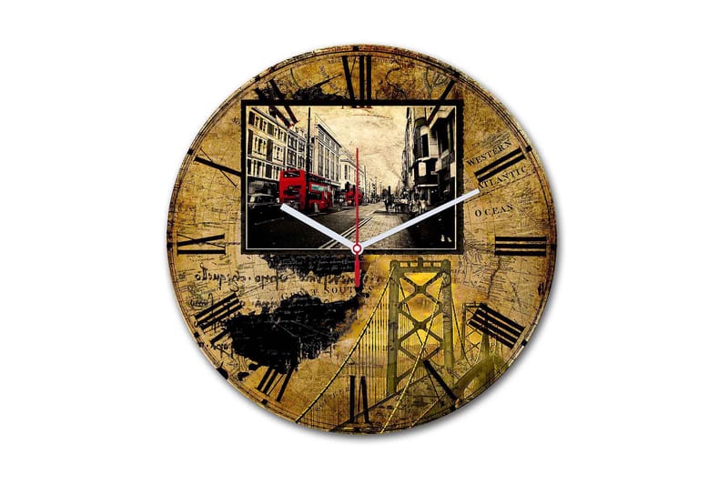 Dekorativ MDF Vægur 30 cm, Flerfarvet