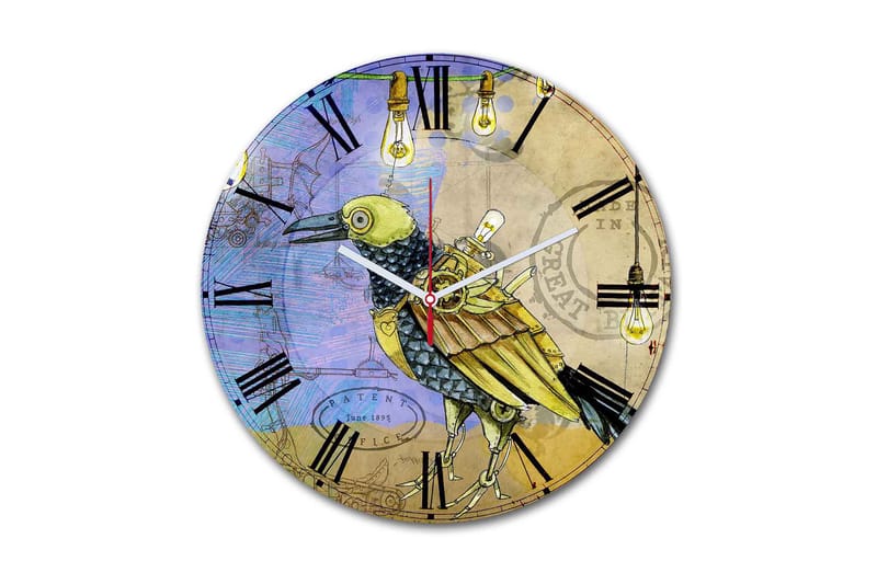 Dekorativ MDF Vægur 30 cm, Flerfarvet