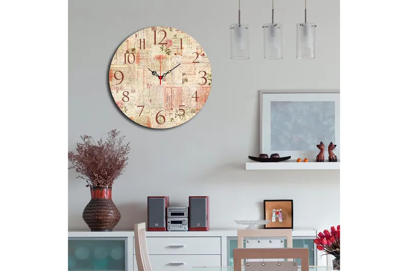 Dekorativ MDF Vægur 40 cm - Flerfarvet - Boligtilbehør - Vægdekoration - Vægure & Ure