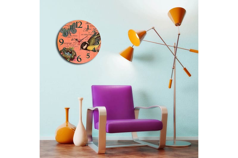 Dekorativ MDF Vægur 40 cm - Flerfarvet - Boligtilbehør - Vægdekoration - Vægure & Ure