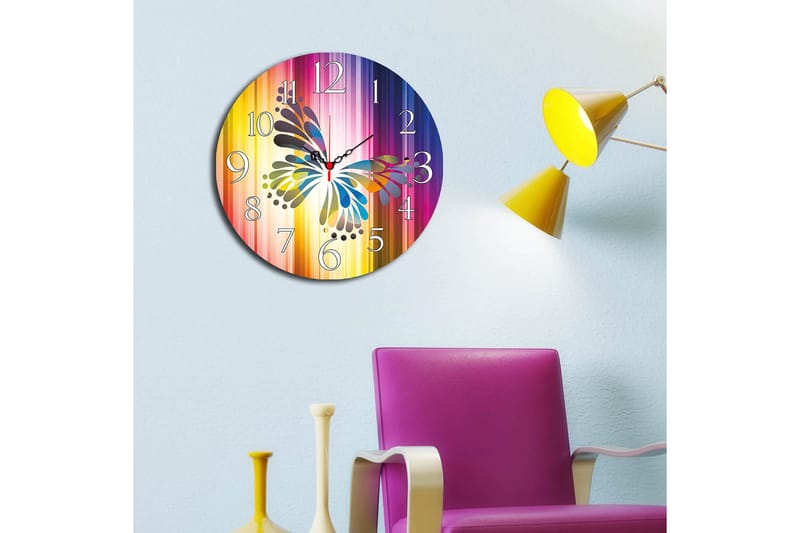 Dekorativ MDF Vægur 40 cm - Flerfarvet - Boligtilbehør - Vægdekoration - Vægure & Ure