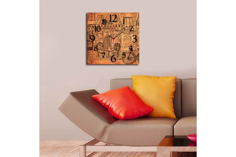 Dekorativ MDF Vægur 40x40 cm - Flerfarvet - Boligtilbehør - Vægdekoration - Vægure & Ure