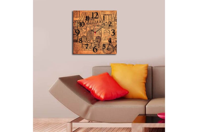 Dekorativ MDF Vægur 40x40 cm - Flerfarvet - Boligtilbehør - Vægdekoration - Vægure & Ure