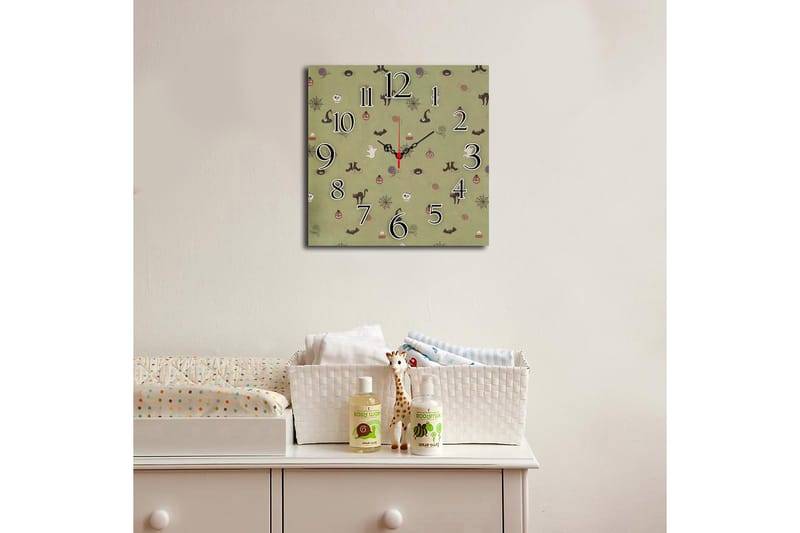 Dekorativ MDF Vægur 40x40 cm - Flerfarvet - Boligtilbehør - Vægdekoration - Vægure & Ure