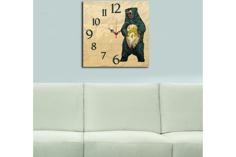 Dekorativ MDF Vægur 40x40 cm - Flerfarvet - Boligtilbehør - Vægdekoration - Vægure & Ure