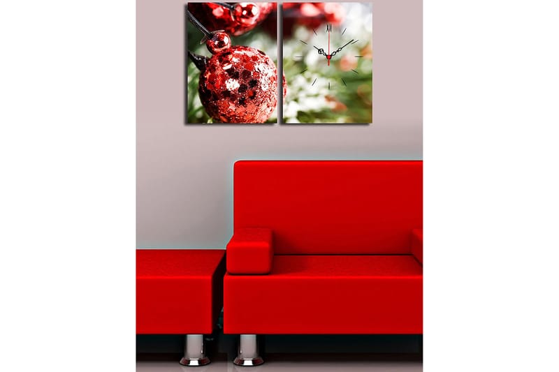 Dekorativ Vægur 2-Dele 28x38 cm - Flerfarvet - Boligtilbehør - Vægdekoration - Vægure & Ure