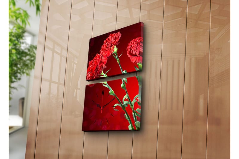 Dekorativt Canvas Maleri med Ur 2 Dele, Flerfarvet