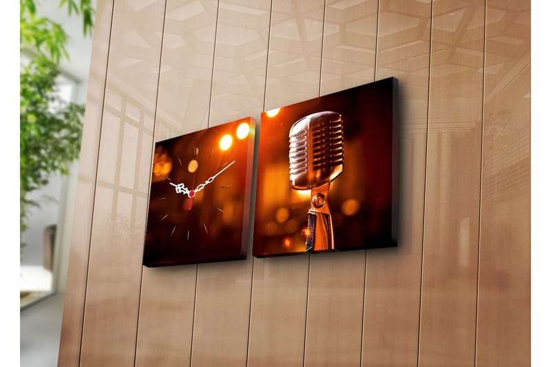 Dekorativt Canvas Maleri med Ur 2 Dele, Flerfarvet