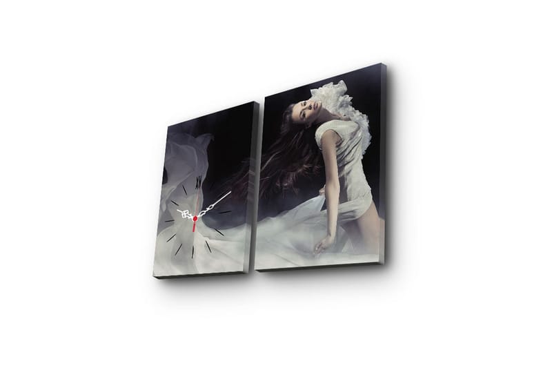 Dekorativt Canvas Maleri med Ur 2 Dele - Flerfarvet - Boligtilbehør - Vægdekoration - Vægure & Ure