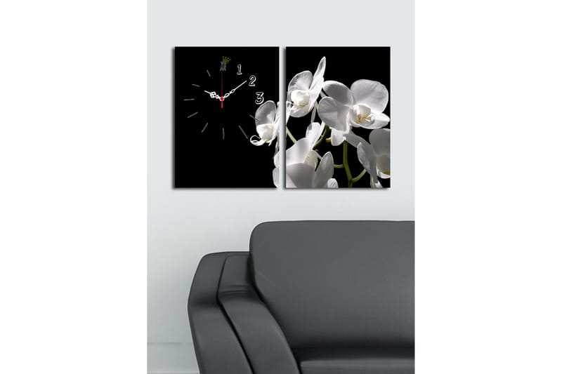 Dekorativt Canvas Maleri med Ur 2 Dele - Flerfarvet - Boligtilbehør - Vægdekoration - Vægure & Ure