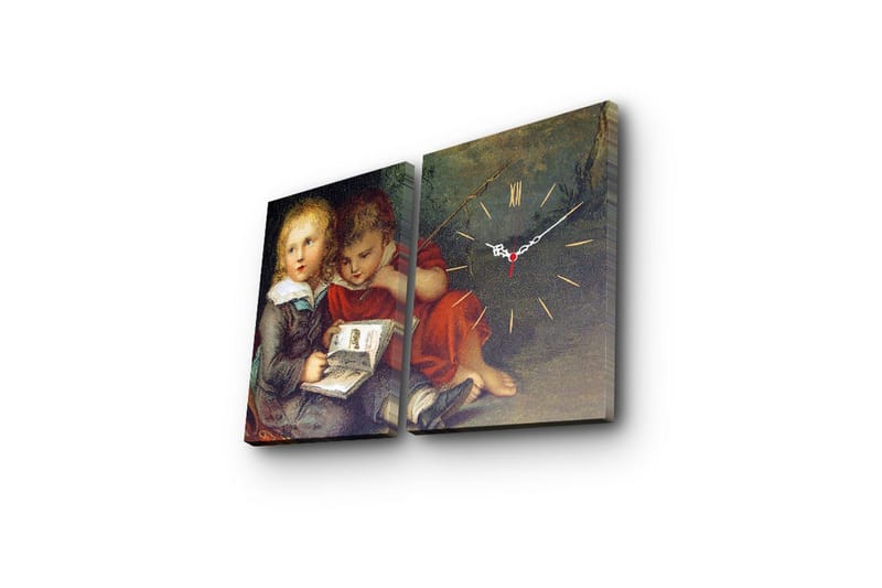 Dekorativt Canvas Maleri med Ur 2 Dele - Flerfarvet - Boligtilbehør - Vægdekoration - Vægure & Ure