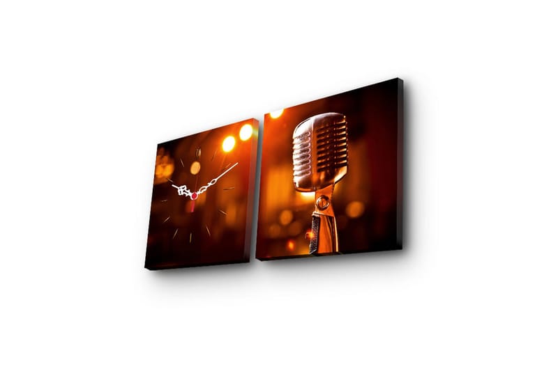 Dekorativt Canvas Maleri med Ur 2 Dele - Flerfarvet - Boligtilbehør - Vægdekoration - Vægure & Ure