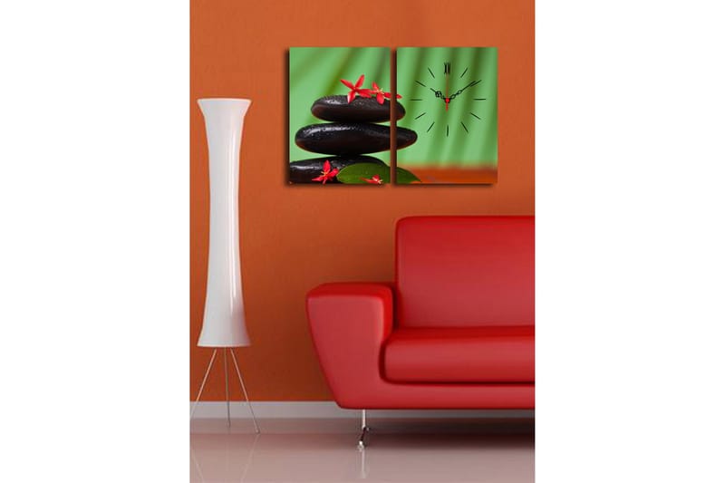 Dekorativt Canvas Maleri med Ur 2 Dele - Flerfarvet - Boligtilbehør - Vægdekoration - Vægure & Ure