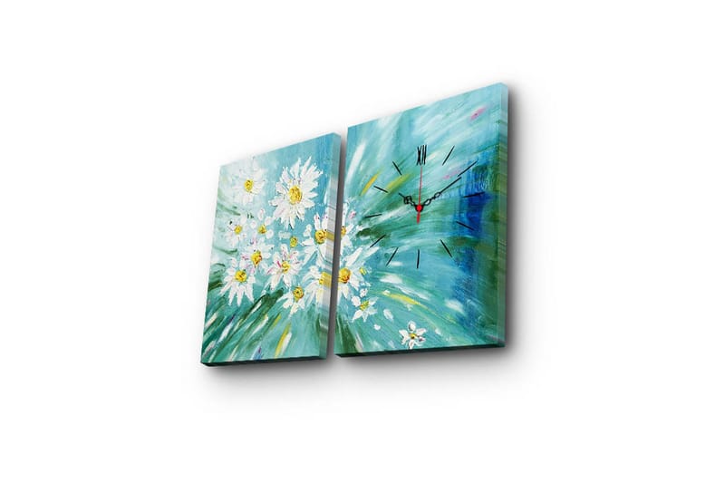 Dekorativt Canvas Maleri med Ur 2 Dele - Flerfarvet - Boligtilbehør - Vægdekoration - Vægure & Ure