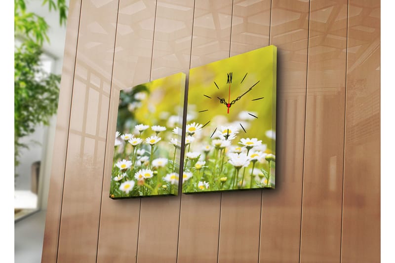 Dekorativt Canvas Maleri med Ur 2 Dele, Flerfarvet