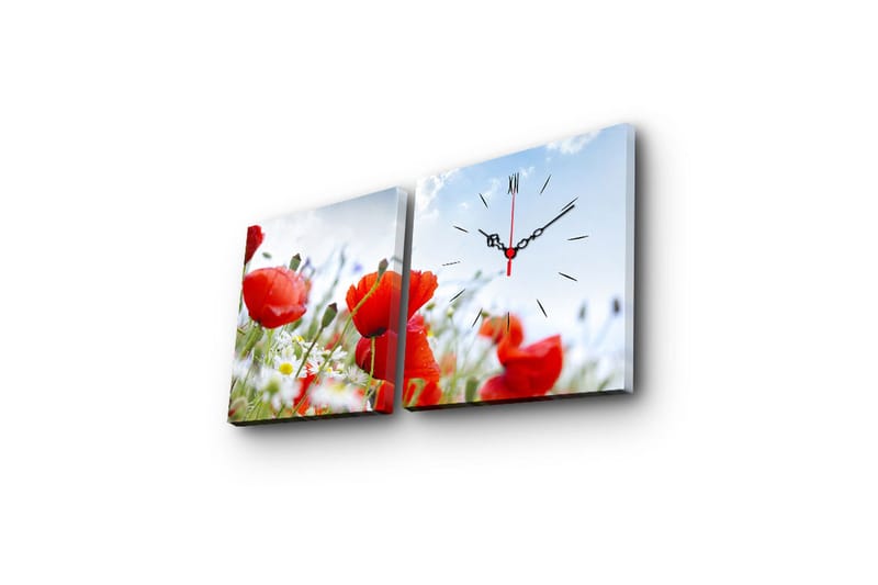 Dekorativt Canvas Maleri med Ur 2 Dele - Flerfarvet - Boligtilbehør - Vægdekoration - Vægure & Ure