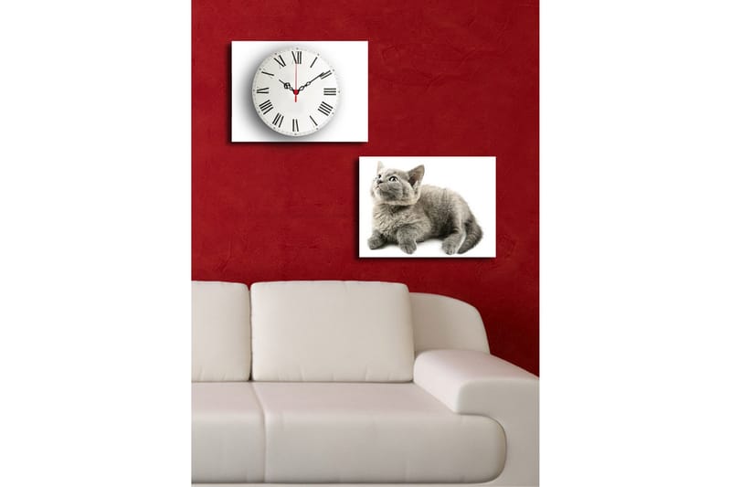 Dekorativt Canvas Maleri med Ur 2 Dele - Flerfarvet - Boligtilbehør - Vægdekoration - Vægure & Ure