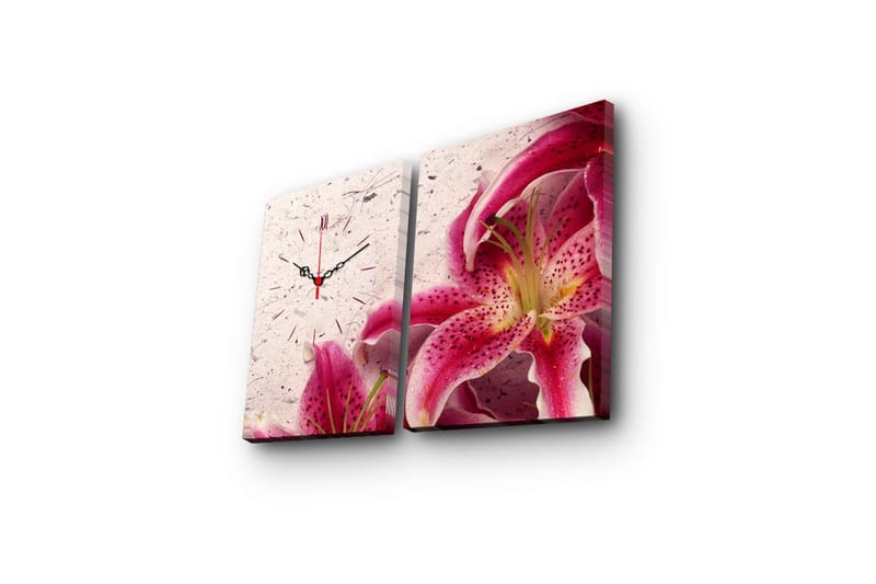 Dekorativt Canvas Maleri med Ur 2 Dele - Flerfarvet - Boligtilbehør - Vægdekoration - Vægure & Ure