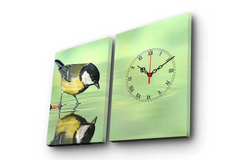 Dekorativt Canvas Maleri med Ur 2 Dele, Flerfarvet